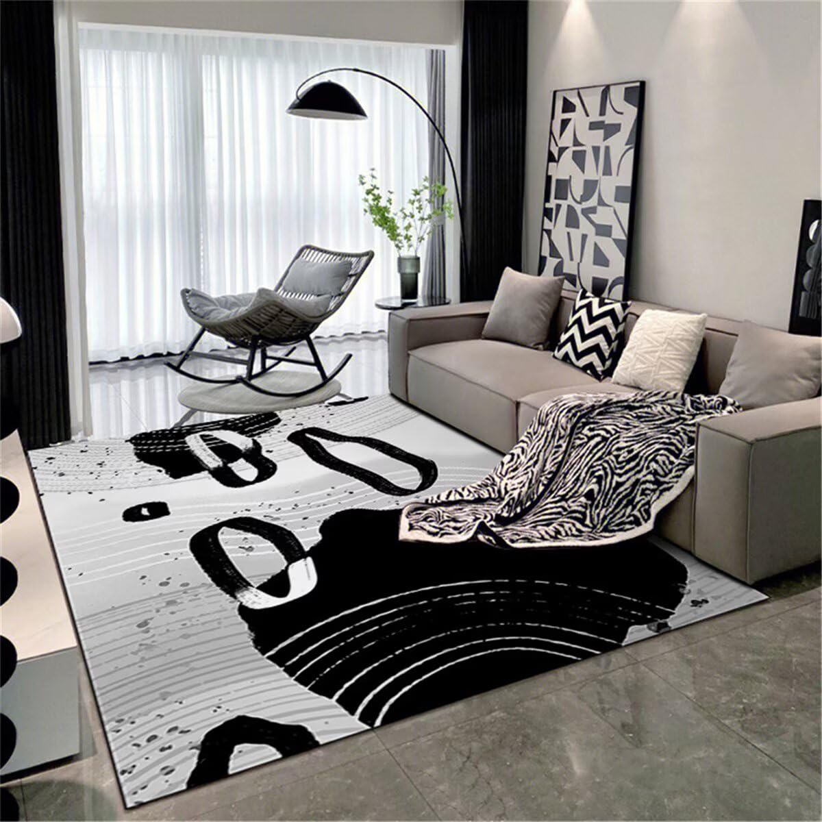 Tapis de salon moderne anti-tache et tapis exterieur terrasse 200x260cm facile à nettoyer