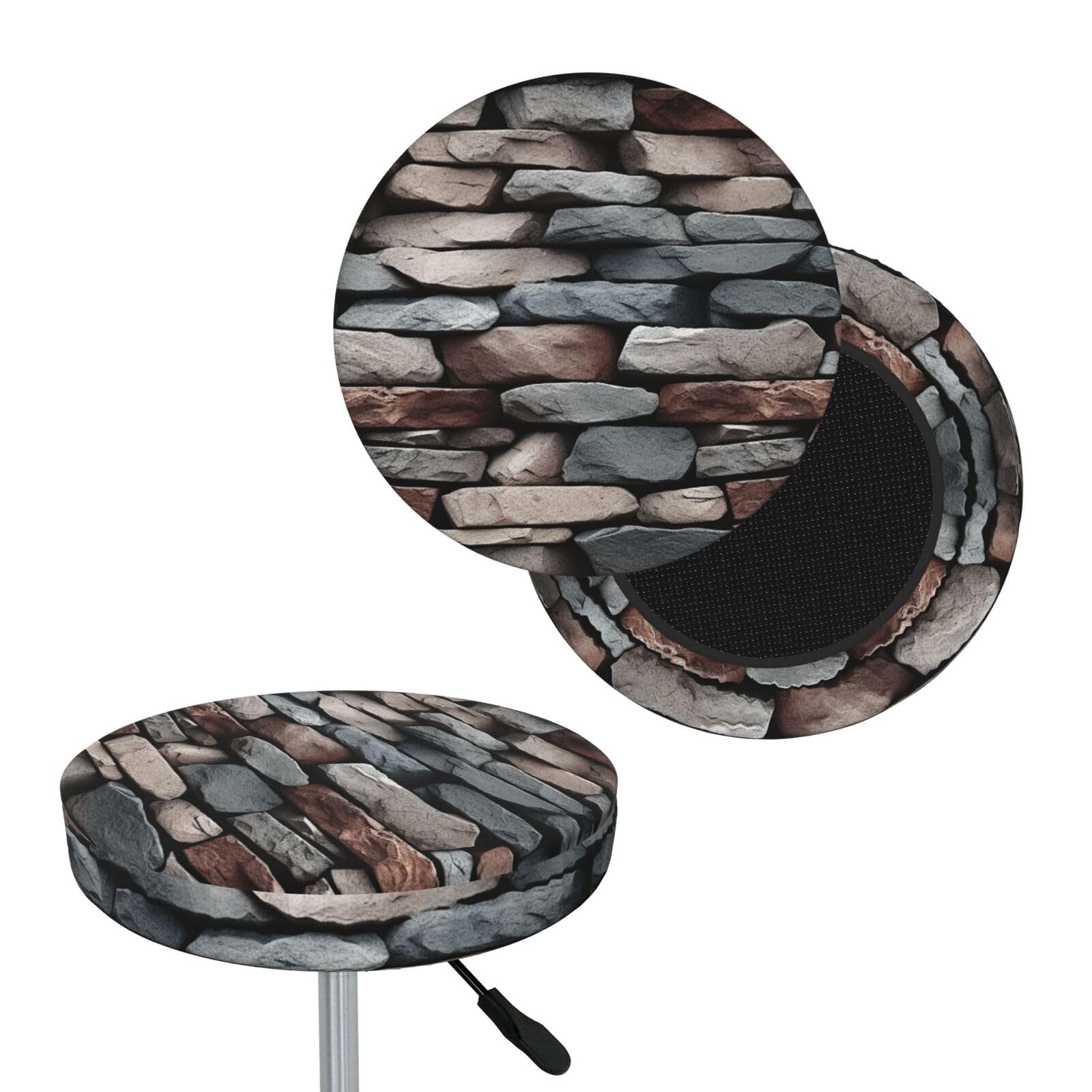 NONHAI Stone Bar Stool Cover Round Elastic Stool Cushion Covers Dustproof Bar Chair Cover Washable Stool Cushion Slipcover Stretch Stool Seat Covers for 12-14 Inch Chair