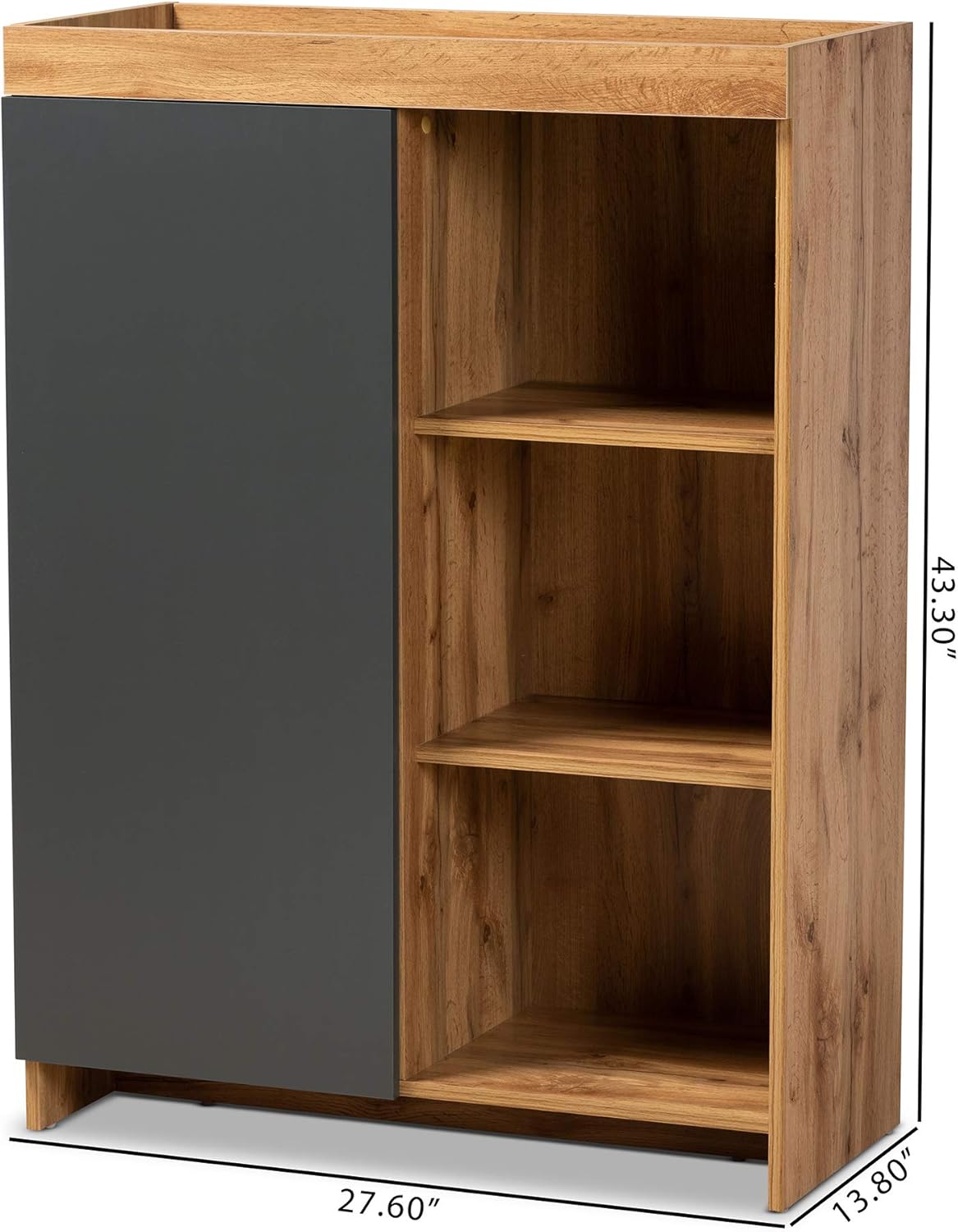 Baxton Studio Caspian Modern and Contemporary Two-Tone Grey and Oak Brown Finished Wood Shoe Cabinet