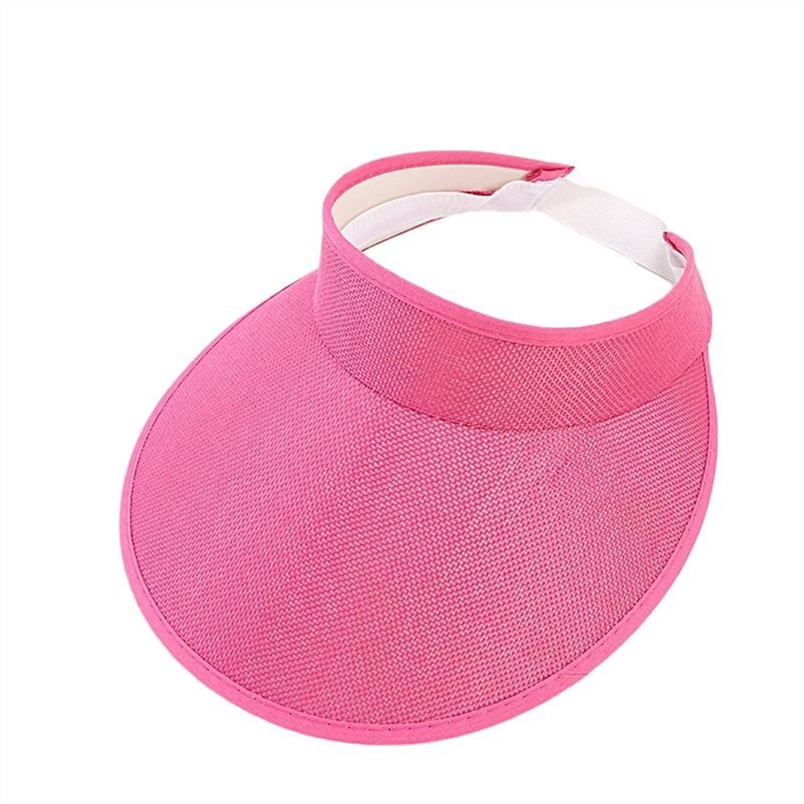 Sonnenhut, Sonnenblenden für Damen, Kunstleinen-Hüte für Damen, Sport-Visier-Damenhüte (Farbe: Buff, Größe: verstellbar) (Hot Pink, Einheitsgröße)