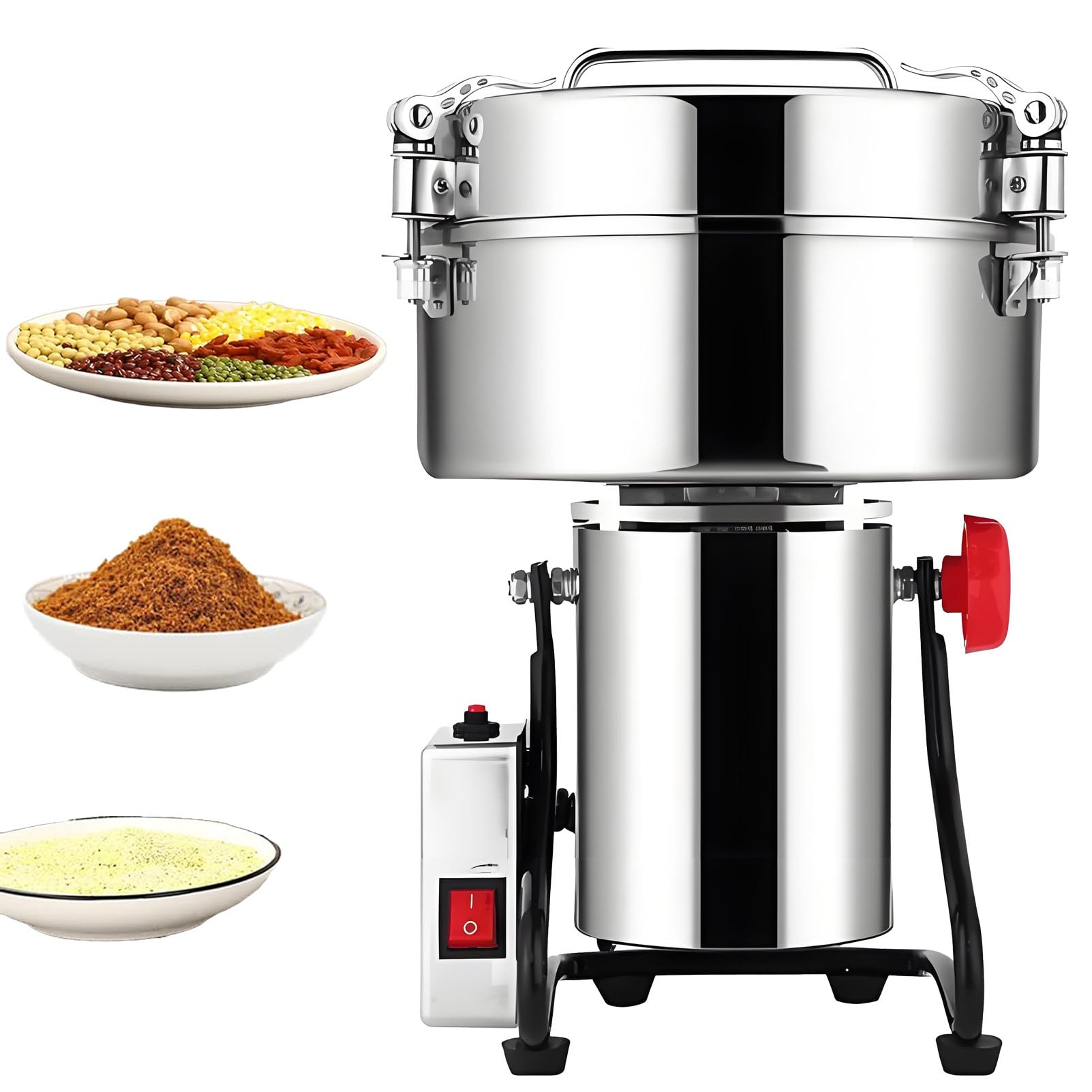 Pnpaea Electric Grain Grinder Spice Grain Mill Stainless Steel 28000RPM High Speedy Grinding with Overload Protection& 5min Timer Mill for Dry Spice Herbs/Nut/Coffee/ 430-4500g