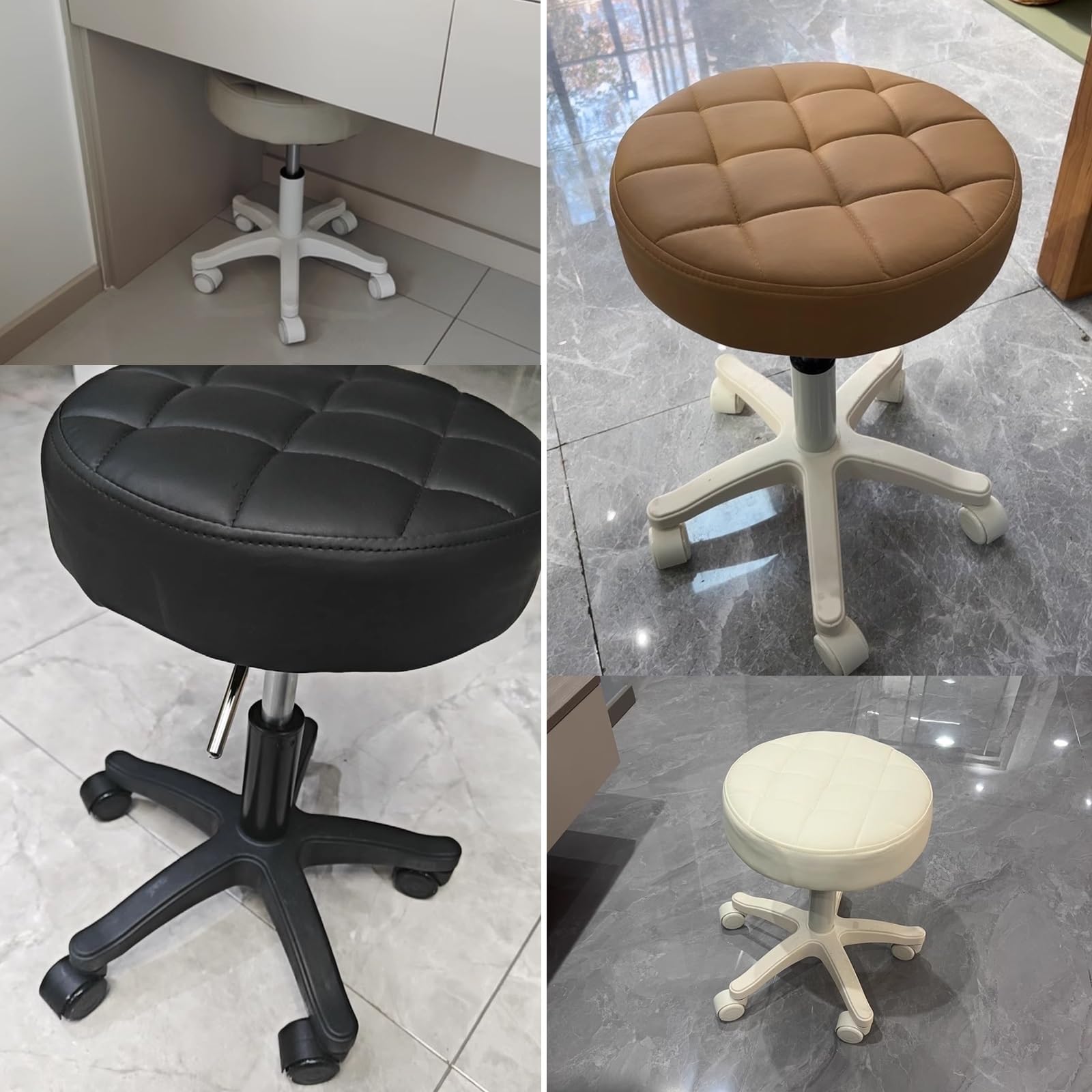 Drehhocker mit Rollen Ergonomisch Höhenverstellbarer 40-52cm Schminksessel
