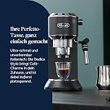 De’Longhi Dedica Style - Perfetto Machine à Expresso Compacte, Mousseur de Lait Manuel pour Expresso et Cappuccino, Compatible Dosettes ESE, Panneau de Commande à Boutons, Largeur 15cm, Noir(EC685.BK) - 2