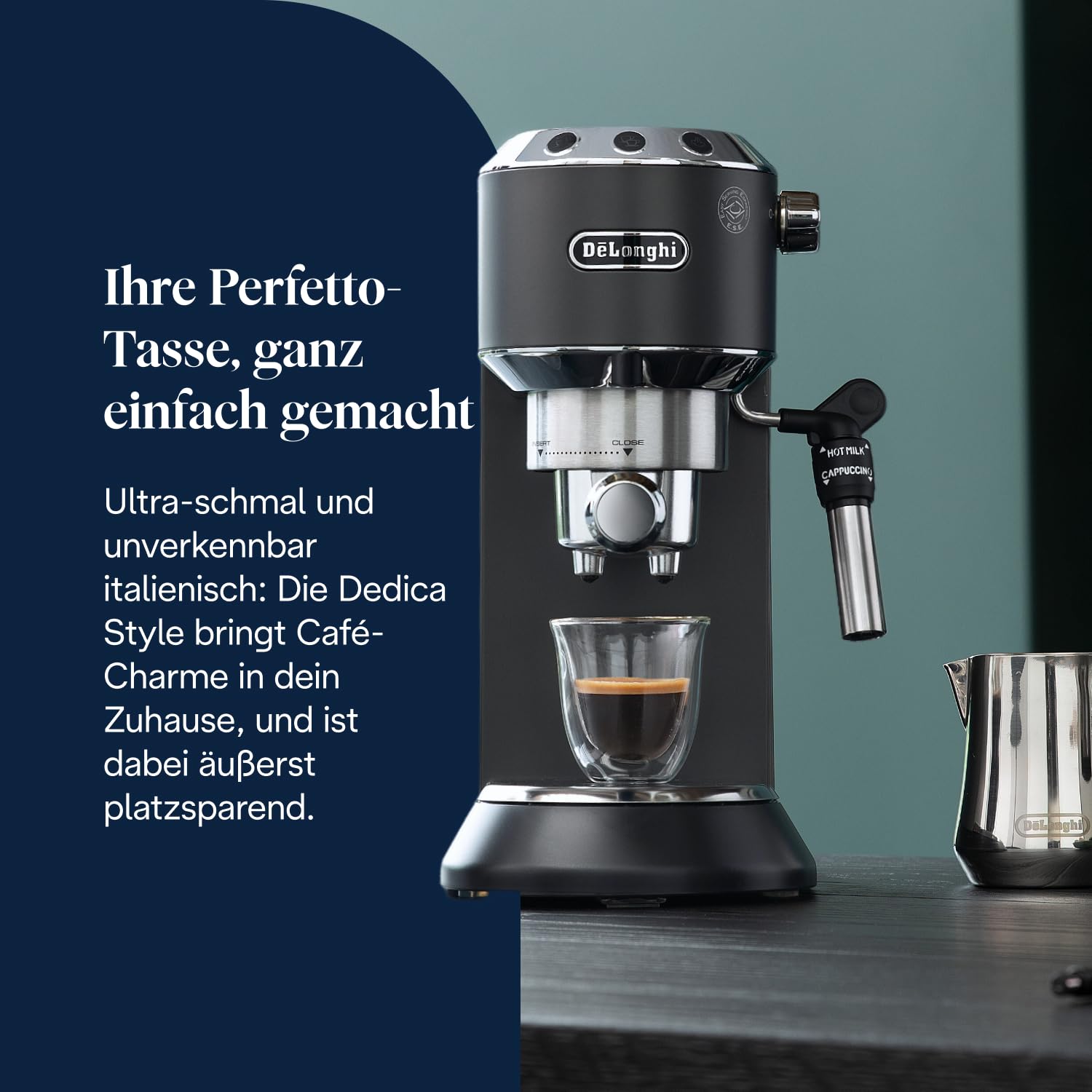 De'Longhi Dedica Style - Perfetto Kompakte Siebträgermaschine Espressomaschine mit Tasten – Bild 2