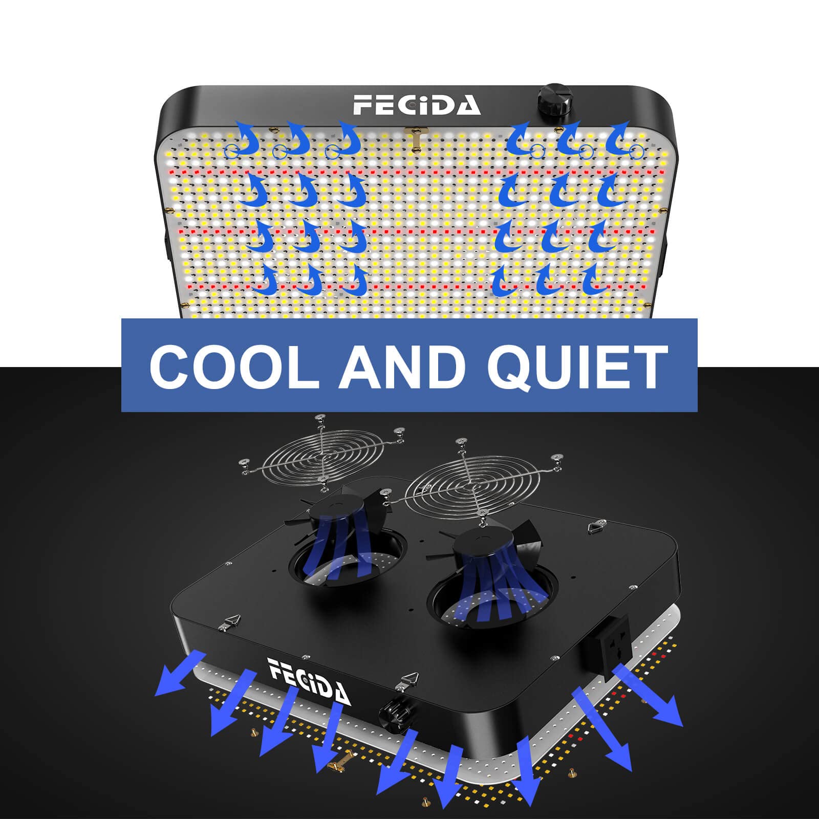FECiDA 260 Watt luz plantas interior 24000 Lumen, Regulable luz de cultivo plantas de interior de Espectro Completo, Sistema de enfriamiento fuerte
