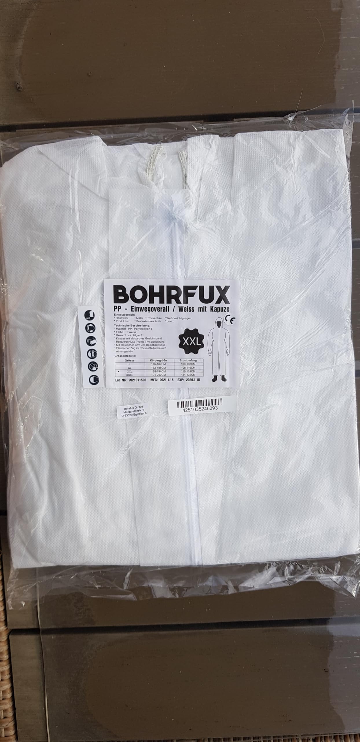 Lot de 10 combinaisons jetables avec capuche, combinaison de peintre, combinaison de protection en polypropylène taille L XL XXL XXXL couleur blanche