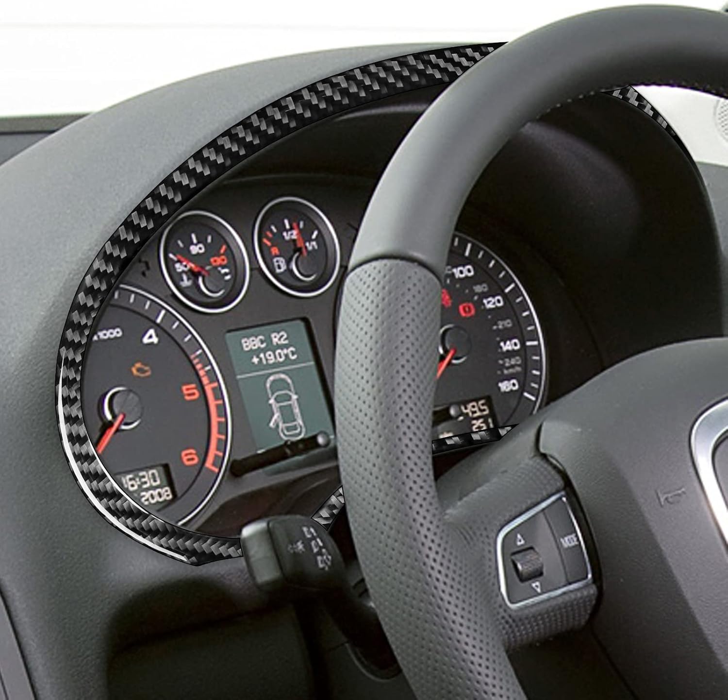 Car Carbon Fiber Accessories Speedometer Tachometer Surround 2PCS Protective Cover Sticker Anti-Scratch Compatible with Audi A3 S3 2006 2007