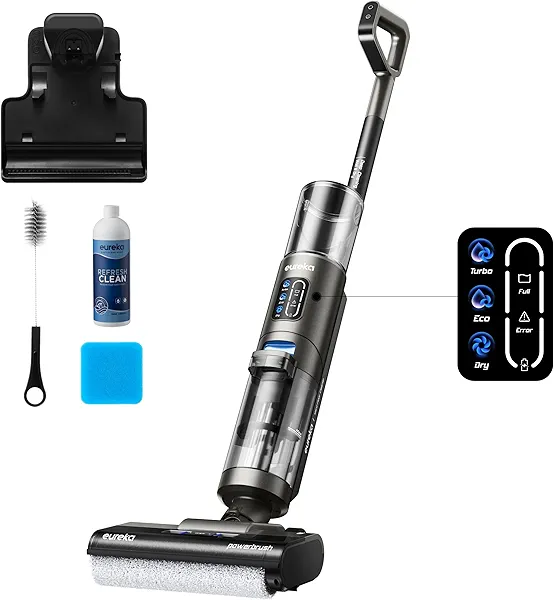 Eureka Cordless Wet Dry Vacuum Cleaner Self Cleaning Vacuum and Mop Combo, Good for Hard Floors Pet Hair Sticky Messes, RapidWash NEW430BL, Blue Blue RapidWash NEW430BL