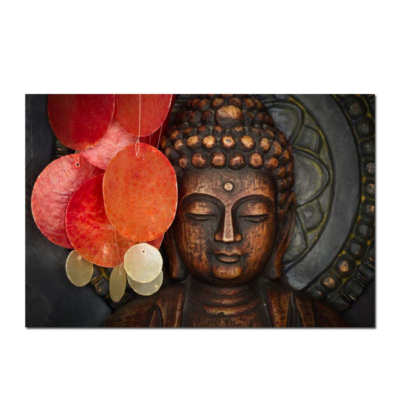 Yooyu Estatua tallada de Buda de bronce Pintura en lienzo de pared Pósteres e impresiones de Buda Cuadro de arte de pared para sala de estar Decoración del hogar 60x95cm (24x37in) con marco