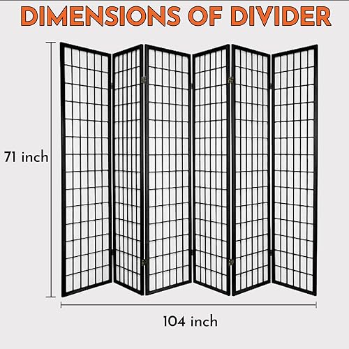Miniatura 6 de Legacy Decor - Separador de habitación, de e 3, 4, 6, 5, 8 paneles de habitación, estilo Shoji, de 6 pies alto, Madera, Negro
