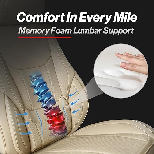 Miniatura 3 de Coverland Custom Car Seat Covers Compatible with 1983-1986 Chrysler Town & Country Convertible - Premium Leather Non-Slip Memory Foam Waterproof