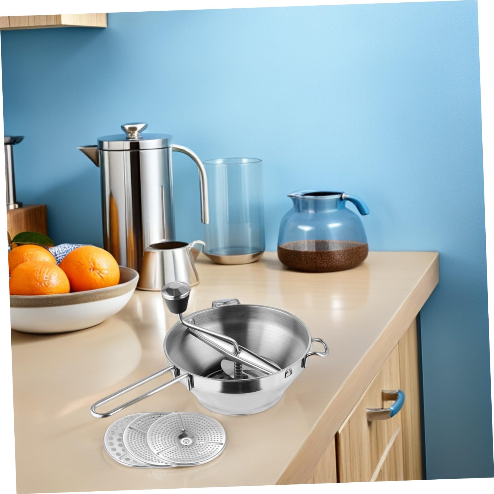 COLLBATH Edelstahl Kartoffelpresse Robuster Gemüse Kartoffelstampfer Manueller Kartoffelcrusher Komfortabler Food Masher für Kartoffelpüree und Obstpüree Langlebig und Rostfrei