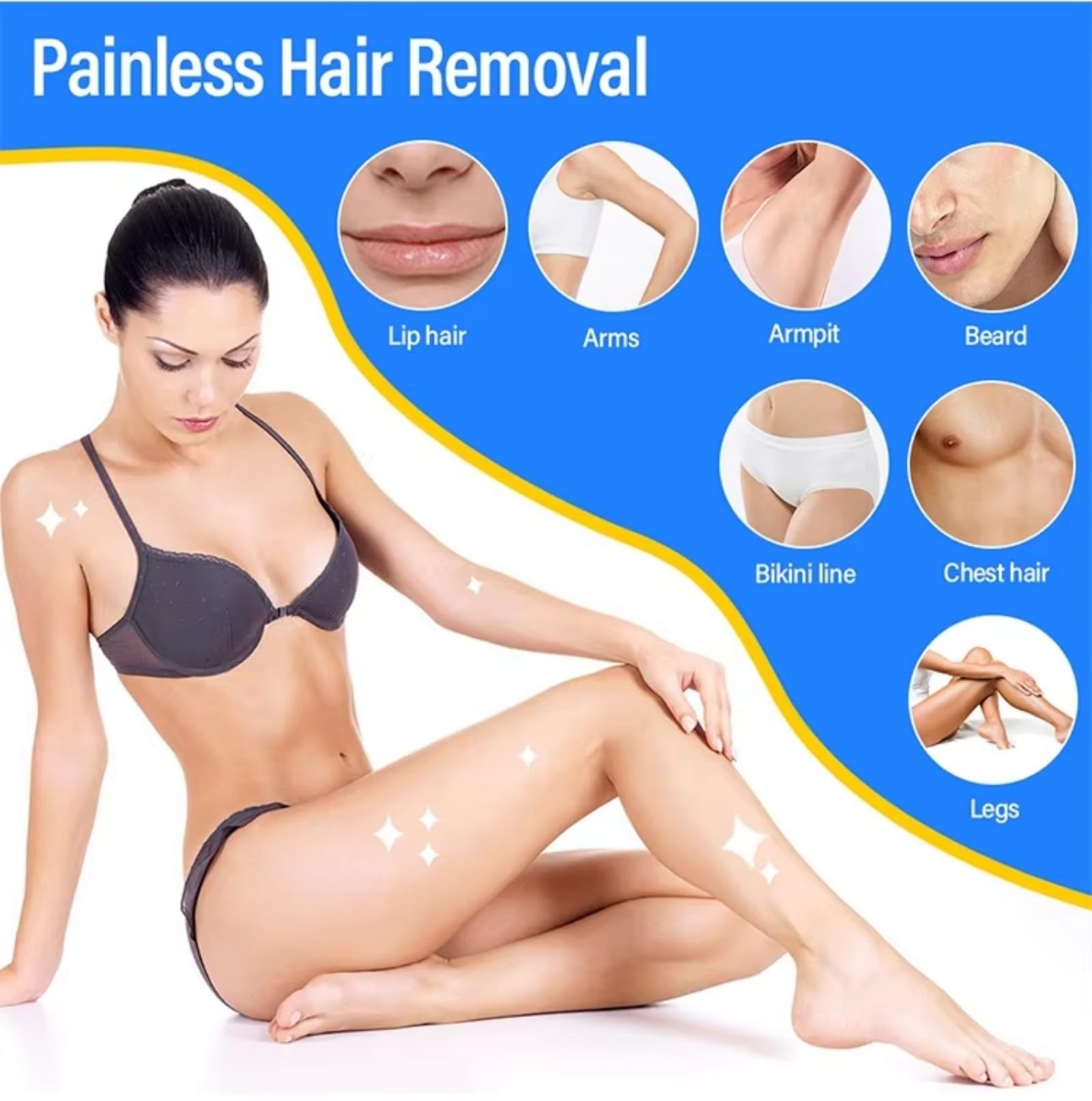 Dispositivo professionale per la depilazione indolore | Adatto per viso, ascelle, gambe, barba e zona bikini