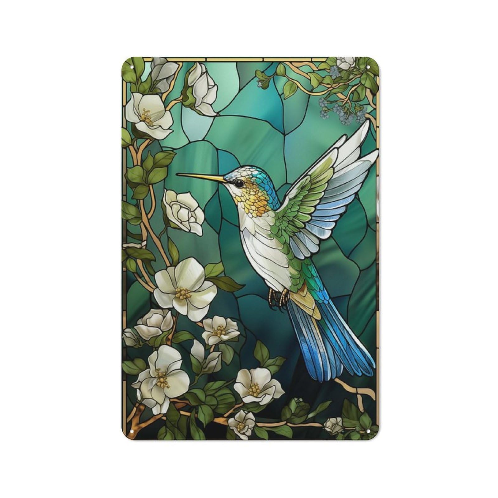 Junmoney Hummingbird Kintsugi Art Retro Tin Wall Plaque 30X20cm For Home Office Or Studio, Wall Decoration For Home Offices And Studios