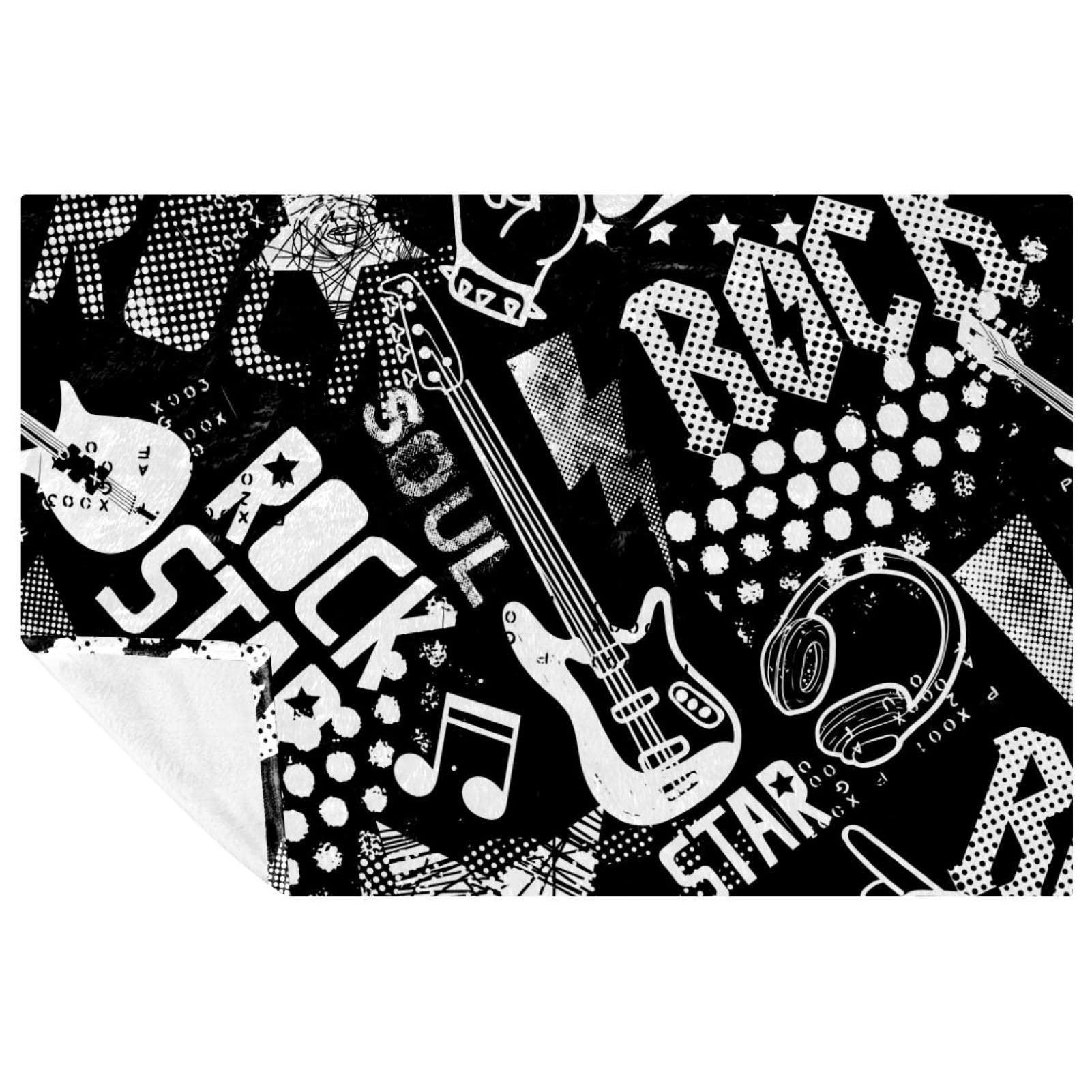 Couverture lit et canape imprimés guitare au fini soyeux