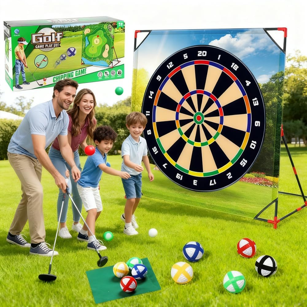 Golf Spielset für Zuhause mit Puttmatte, Klebebällen & Tragetasche – Cornhole-Spiel für Garten, Jugendliche & Erwachsene