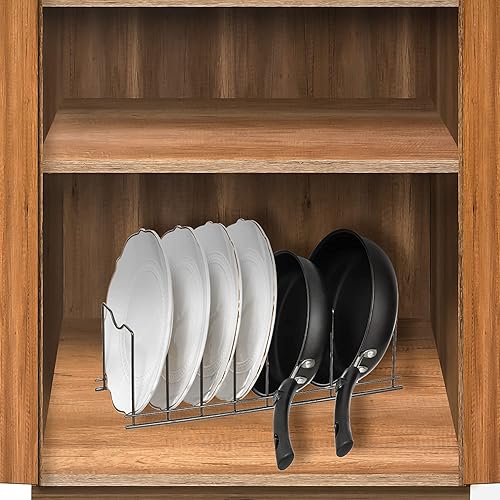 Miniatura 4 de SANNO Organizador de tapas para ollas, juego organizador de cocina para ollas y sartenes, tapas, platos, tablas de cortar, utensilios para hornear,