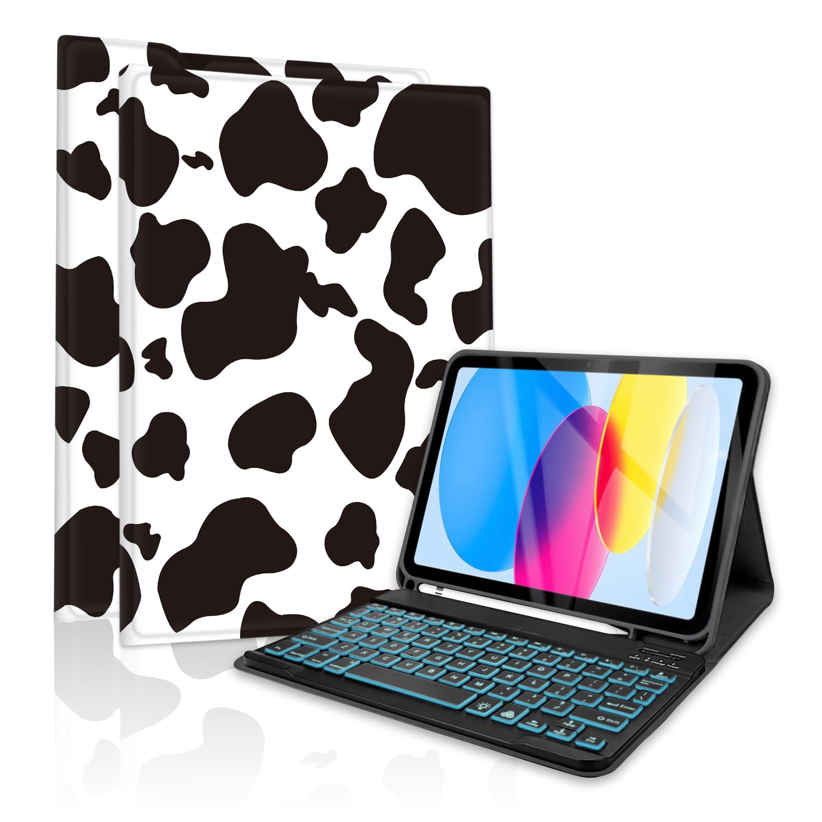 TopPerfekt for Bluetooth Keyboard for iPad 10th Gen 10.9 inch (2022) case (A16) 11th / 10th Gen Case 11'' (2025) with 7-Color Backlights, Pencil