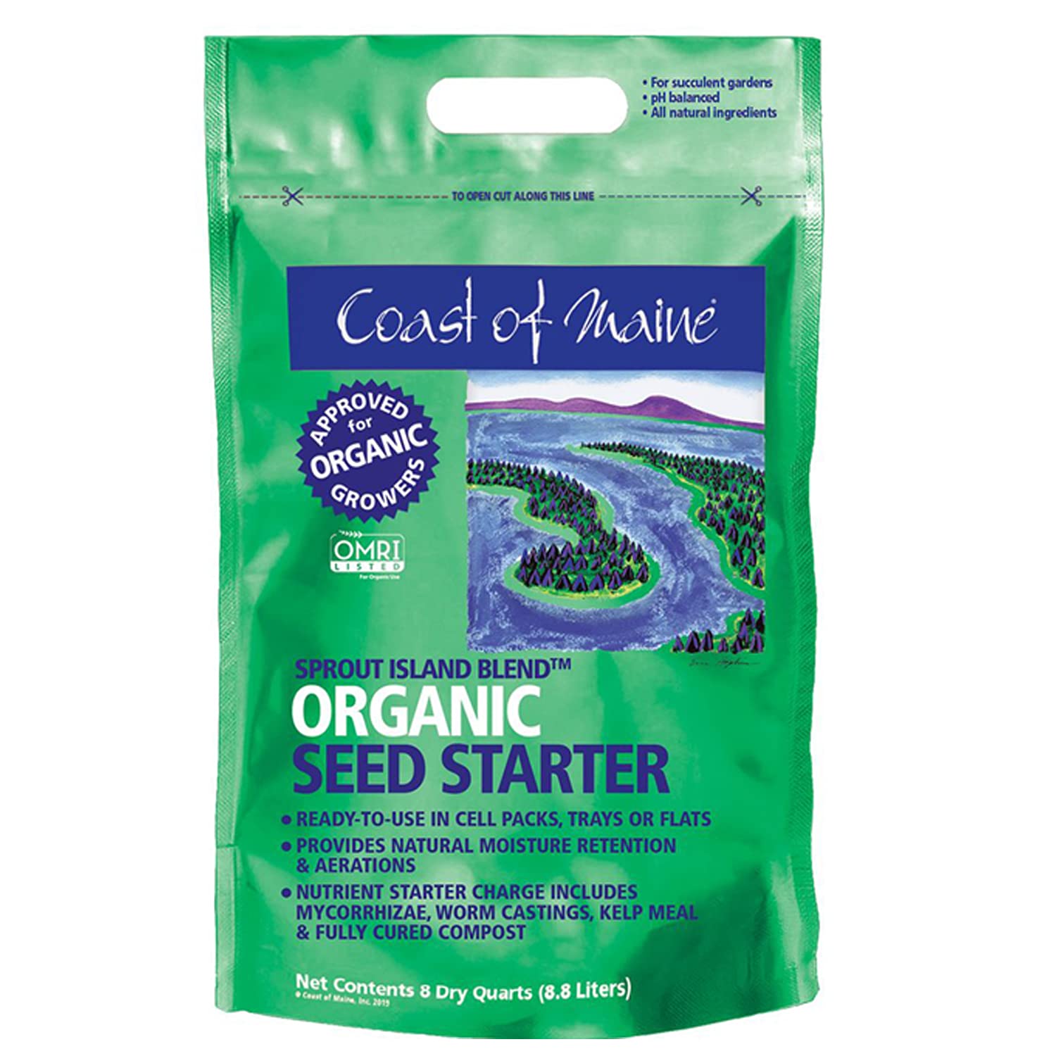 Coast of Maine Sprout Island Organic Seed Starter with All Natural Ingredients for Root Plant Cuttings and Seed Germination, 8 Quarts (10 Pack)