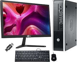 HP Compaq Elite 8300 Ultra Small Form Factor Desktop PC with Tecnii 20in Monitor (Intel Quad Core i5 up to 3.6 GHz, 8GB RAM, 256GB SSD, KB, Mouse, WiFi, USB 3.0 Windows 10 Home 64-bit)(Renewed)