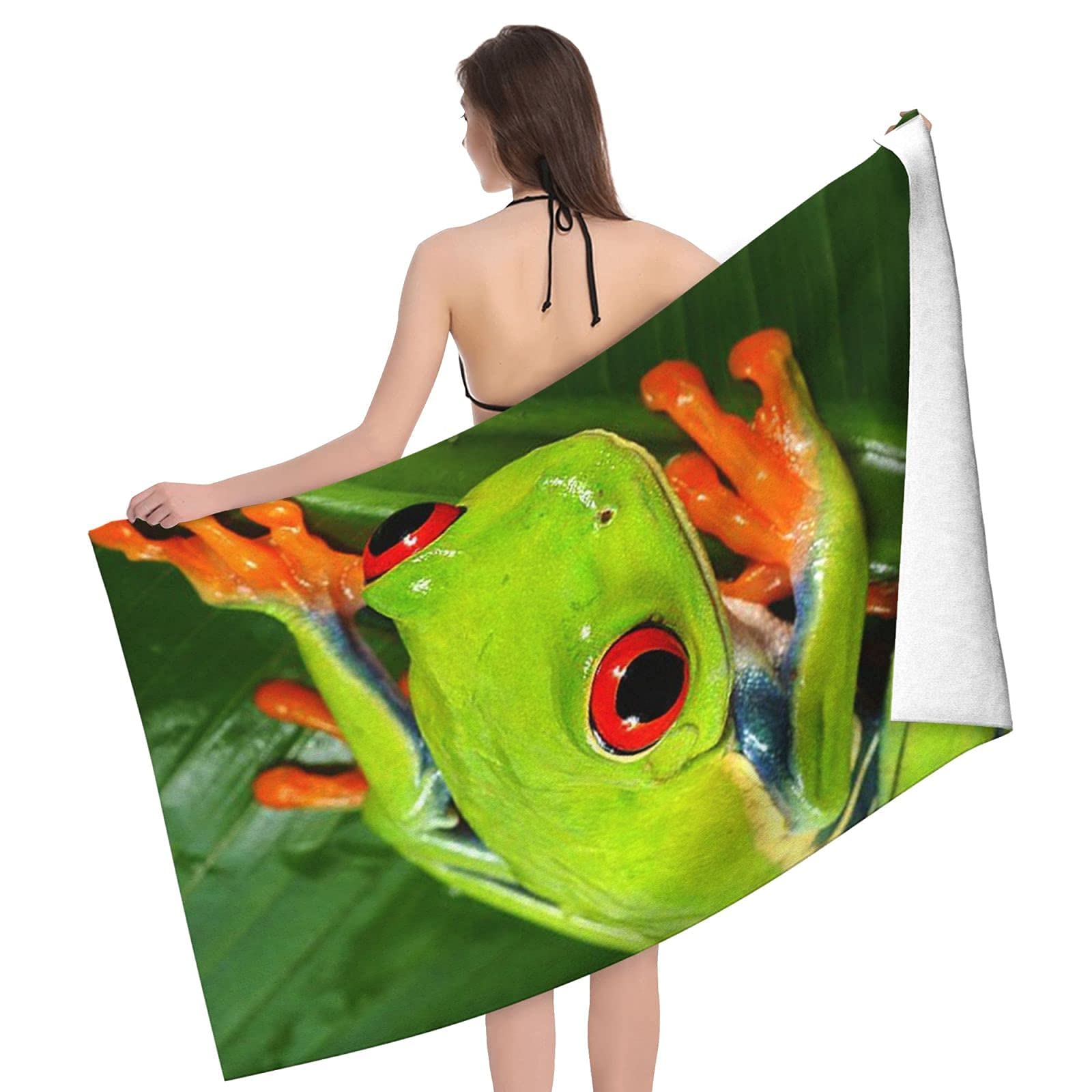 Telo Mare Microfibra Antisabbia 80x130cm - Fantasia Rana Verde Animale - 5