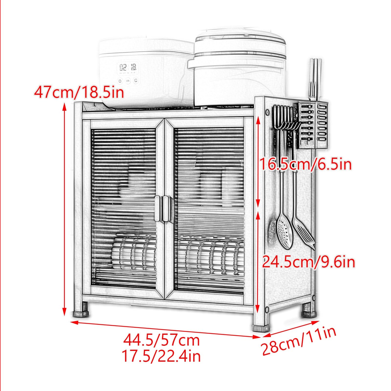 Égouttoir à vaisselle à 2 niveaux peu encombrant avec couvercle – Égouttoir à vaisselle et plateau d'égouttage pour cuisine (blanc, 44,5 x 28 x 60 cm) – Solution de rangement efficace pour la