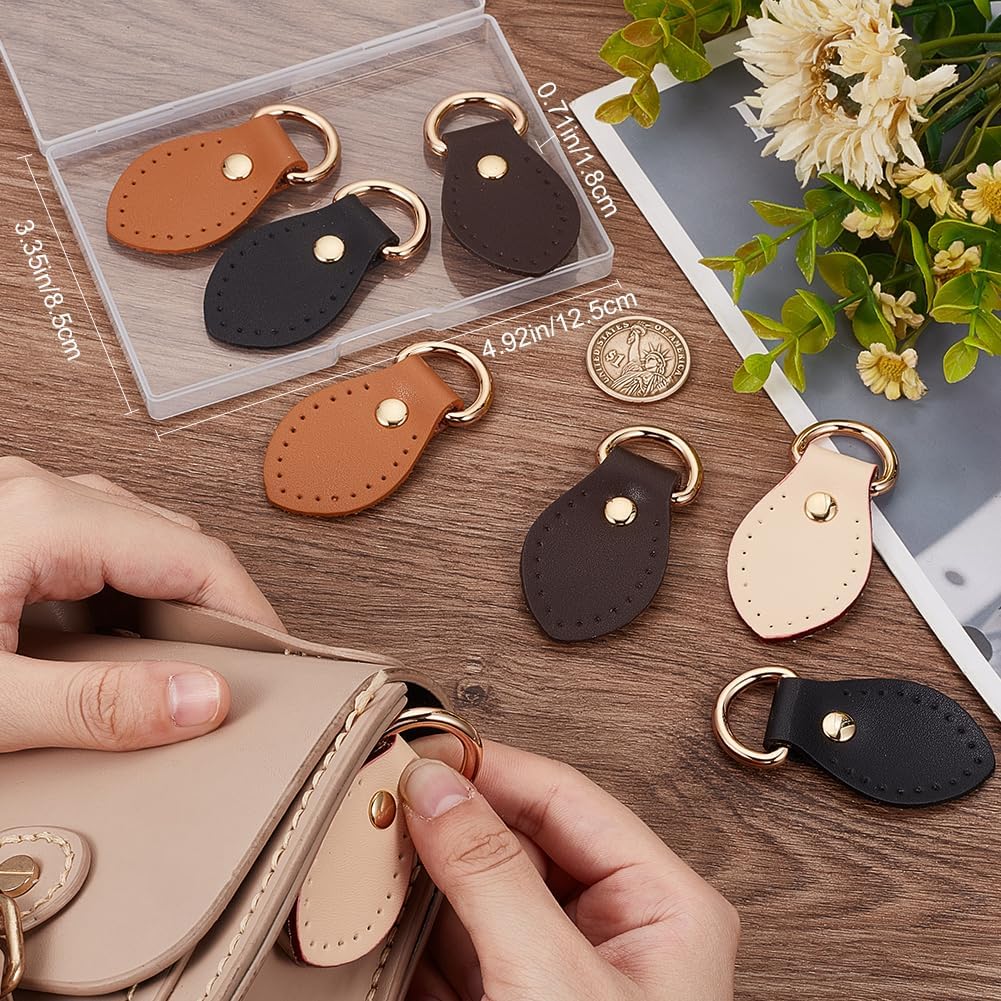 Beebeecraft 1 Box 8Pcs Leather Bag Clasps 4 Colors Bag Replacement Cowhide Buckle with D Rings for Bag Strap Pouch Handbag Crossbody Bag Conversion (6.7cm/2.63in)