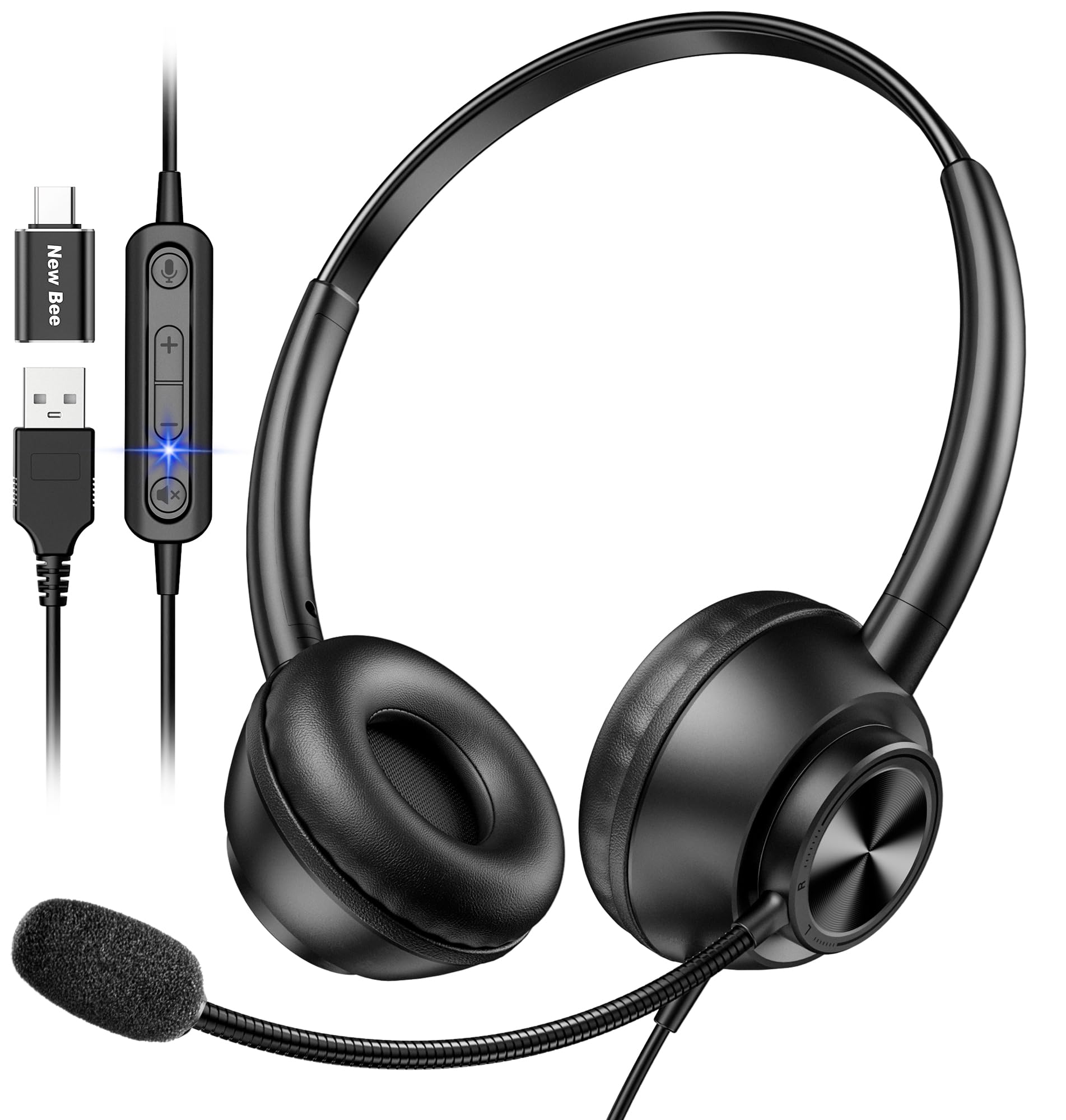 Cuffie USB Cablate Con Microfono Cancellazione Rumore Per PC - Leggere 113g, Per Call Center E Didattica Online