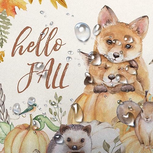 Miniatura 6 de Cortina de ducha de animales otoñales, animales otoñales, zorro, erizo, ardilla, hojas de árbol de arce, calabazas, hongos, cortina de ducha de tela