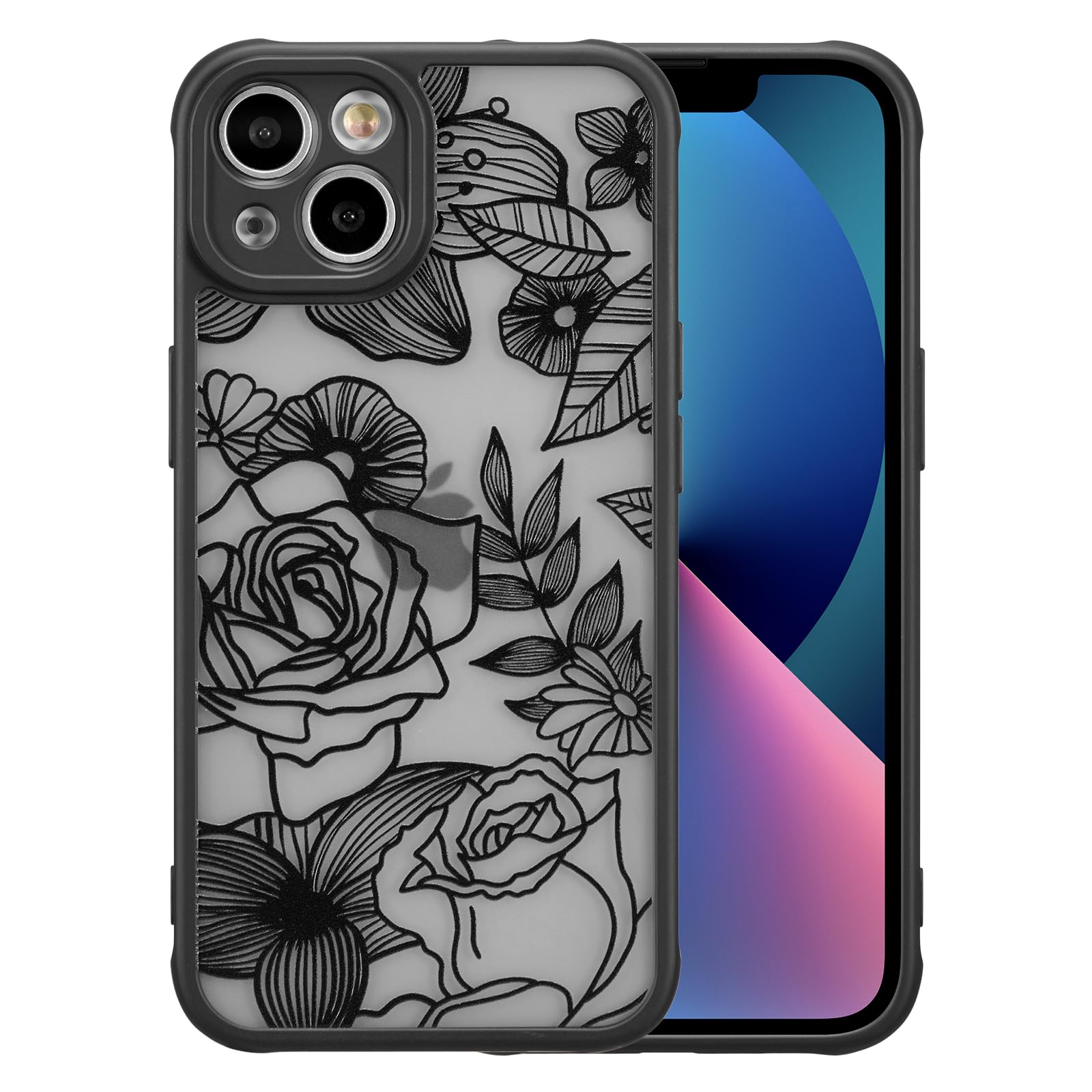 XIZYO for iPhone 14 Plus Case, Floral Rose Cute Phone Case for Women Girls Aesthetic Pattern Print Slim TPU Bumper Shockproof Protective Cover for