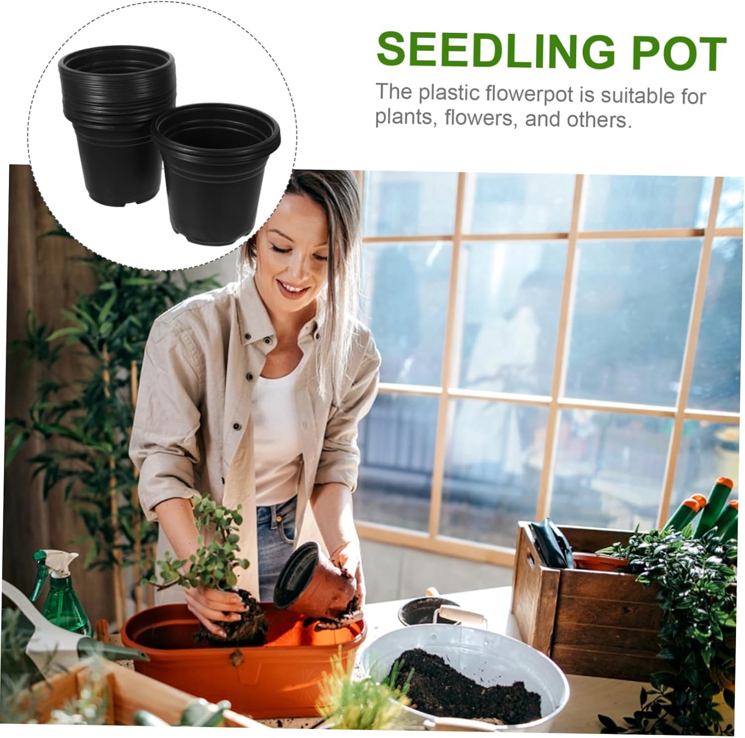 Happyyami 100pcs Plastic Pots Drainage Nursery Planter for Plants for Home Gardening and Landscape Use