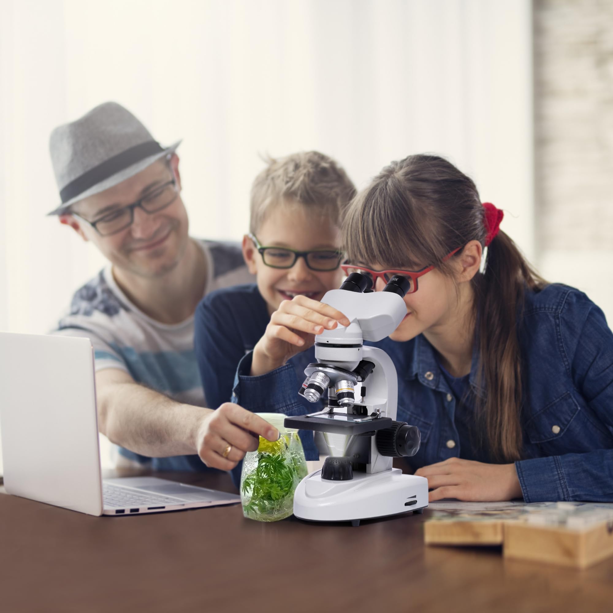 Microscopio Binoculare 200X-5000X Microscopio Professionale Per Adulti Studenti Laboratorio Scuola Casa Con Composti Con Moltiplicatore 6X Accessori Custodia di Trasporto Binocular Microscopi
