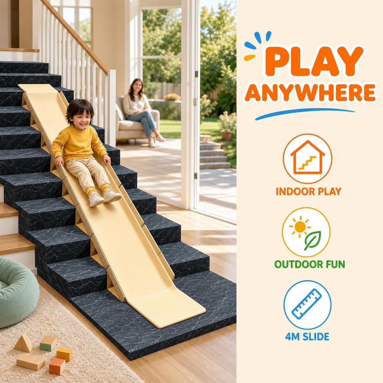 Scivolo in composito, per bambini da interno ed esterno, lungo 4 metri