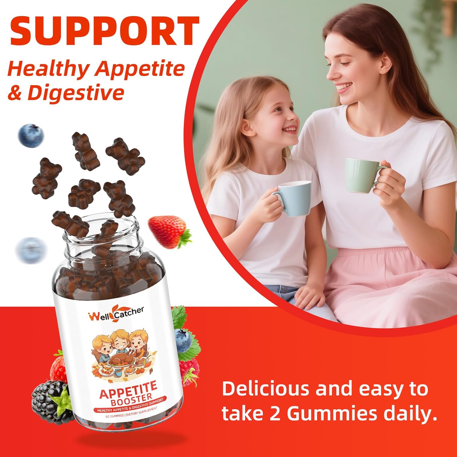 Appetite Booster Gummies for Kids Adults: Appetite Support Supplement with Bromelain Hawthorn Zinc Vitamin B12 for Healthy Digestive & Nutritional Balance, Sugar Free Mixed Fruit Flavor Vegan 30 Days - Image 7