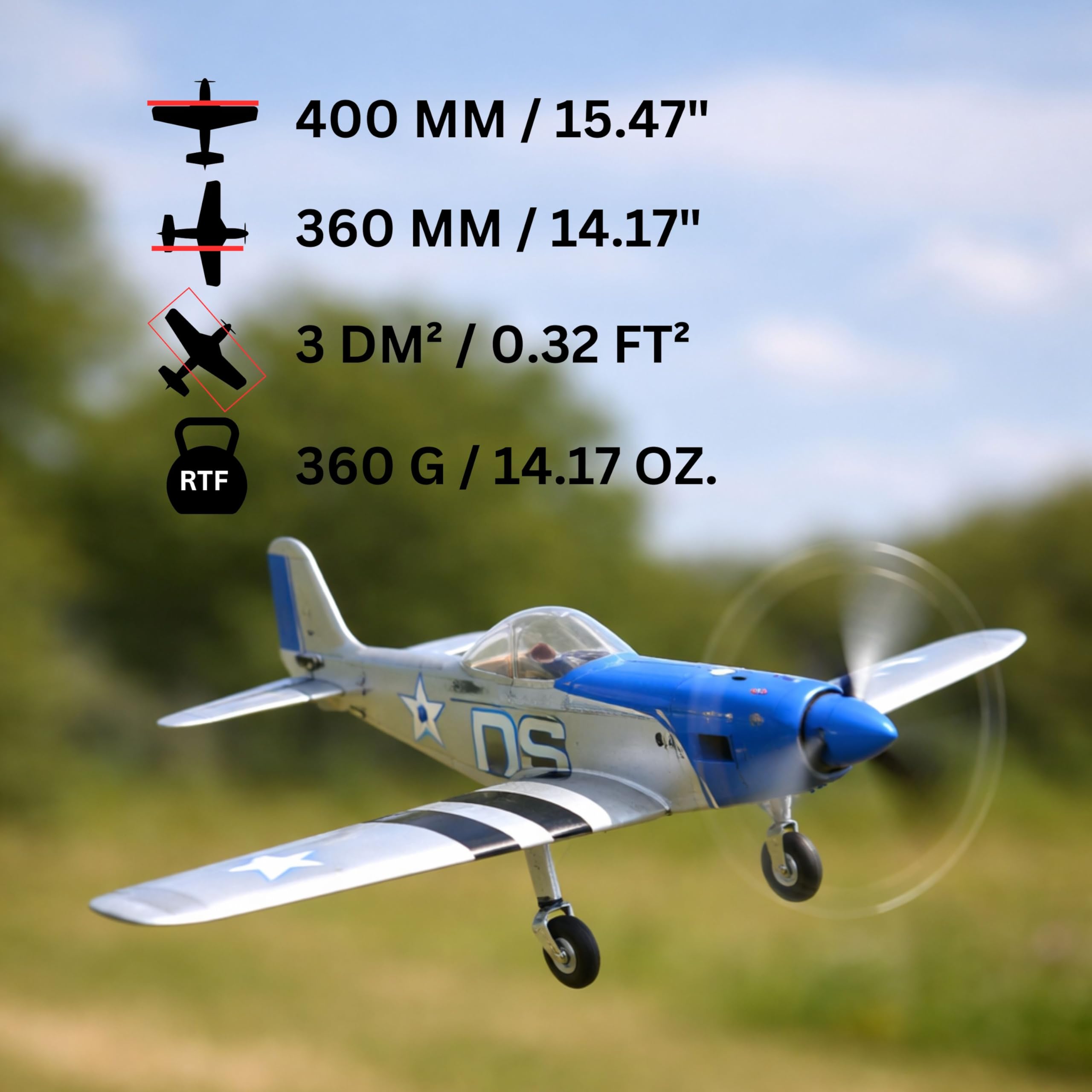 P-51 D Mustang Slow Flyer zestaw modelarski samolotu, skala 1:30, rozpiętość skrzydeł 400 mm, model samolotu RC, drewniany samolot do samodzielnego budowania, laserowe elementy z drewna balsy, 400 x