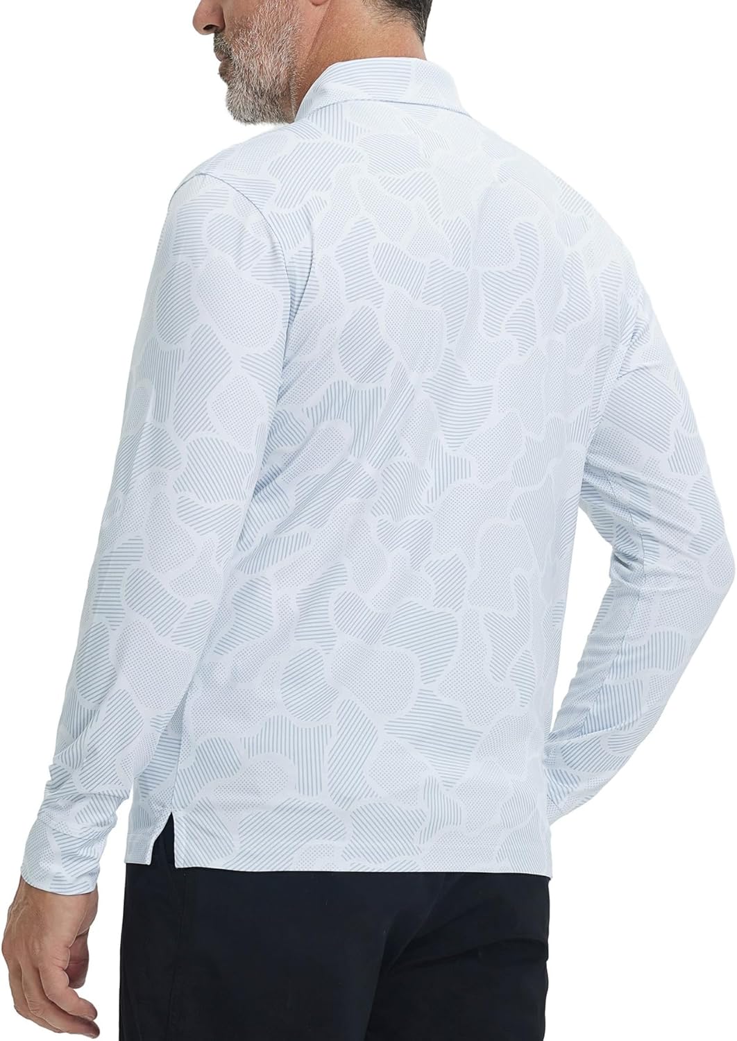 M MAELREG Golf Shirts for Men Dry Fit Performance Moisture Wicking Casual Print Collared Long Sleeve Polo Shirts for Men