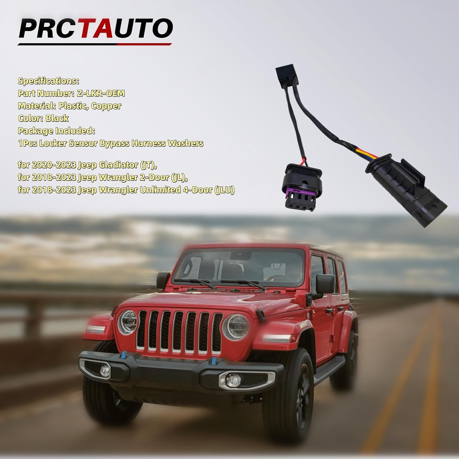 Z-LKR-OEM Locker Sensor Bypass Harness for 2020-2023 Jeep Gladiator (JT), for 2018-2023 Jeep Wrangler 2-Door (JL), for 2018-2023 Wrangler Unlimited 4-Door (JLU) Rubicon