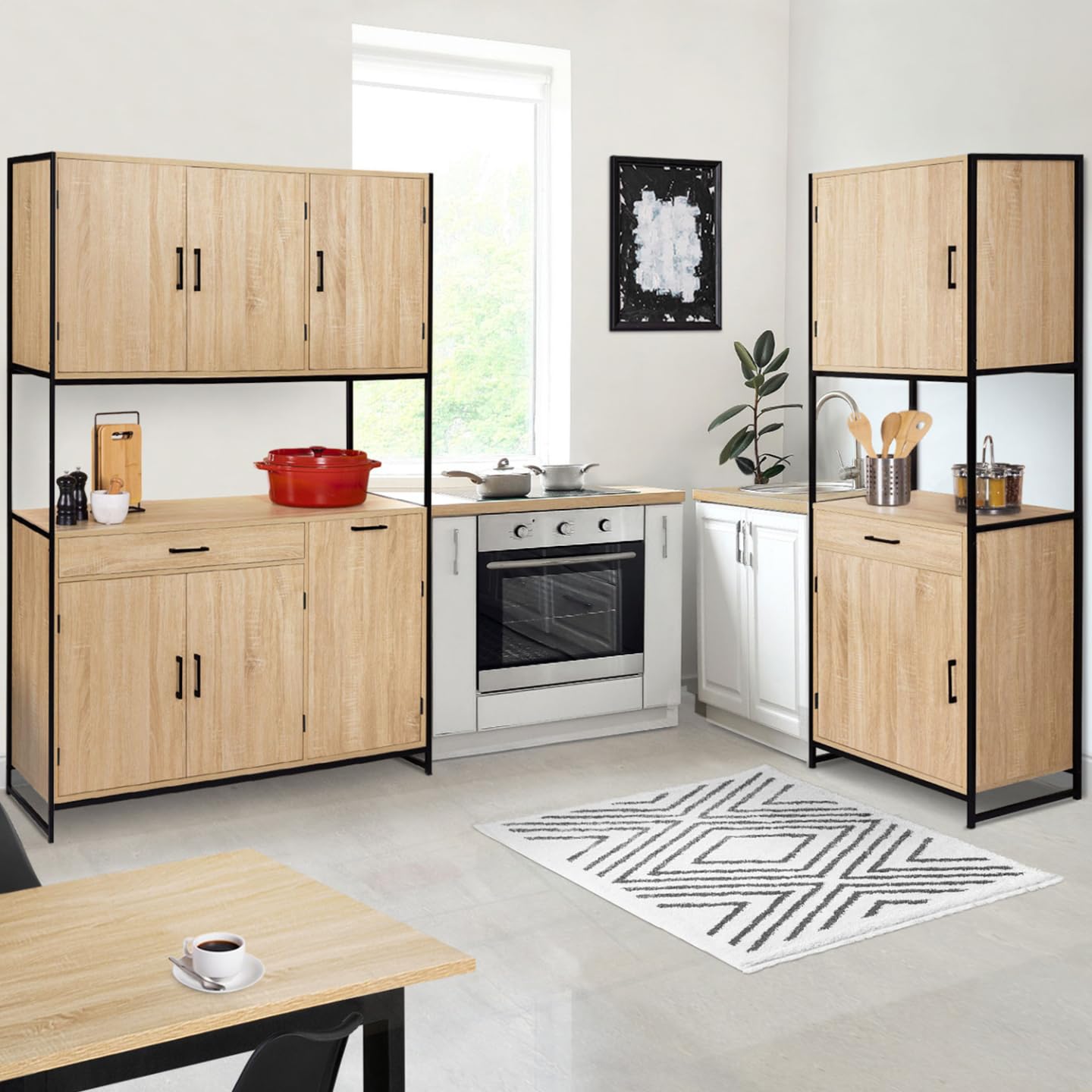 IDMarket - Cocina buffet de 60 cm Detroit Muebles 2 Puertas Diseño Industrial + Cajón