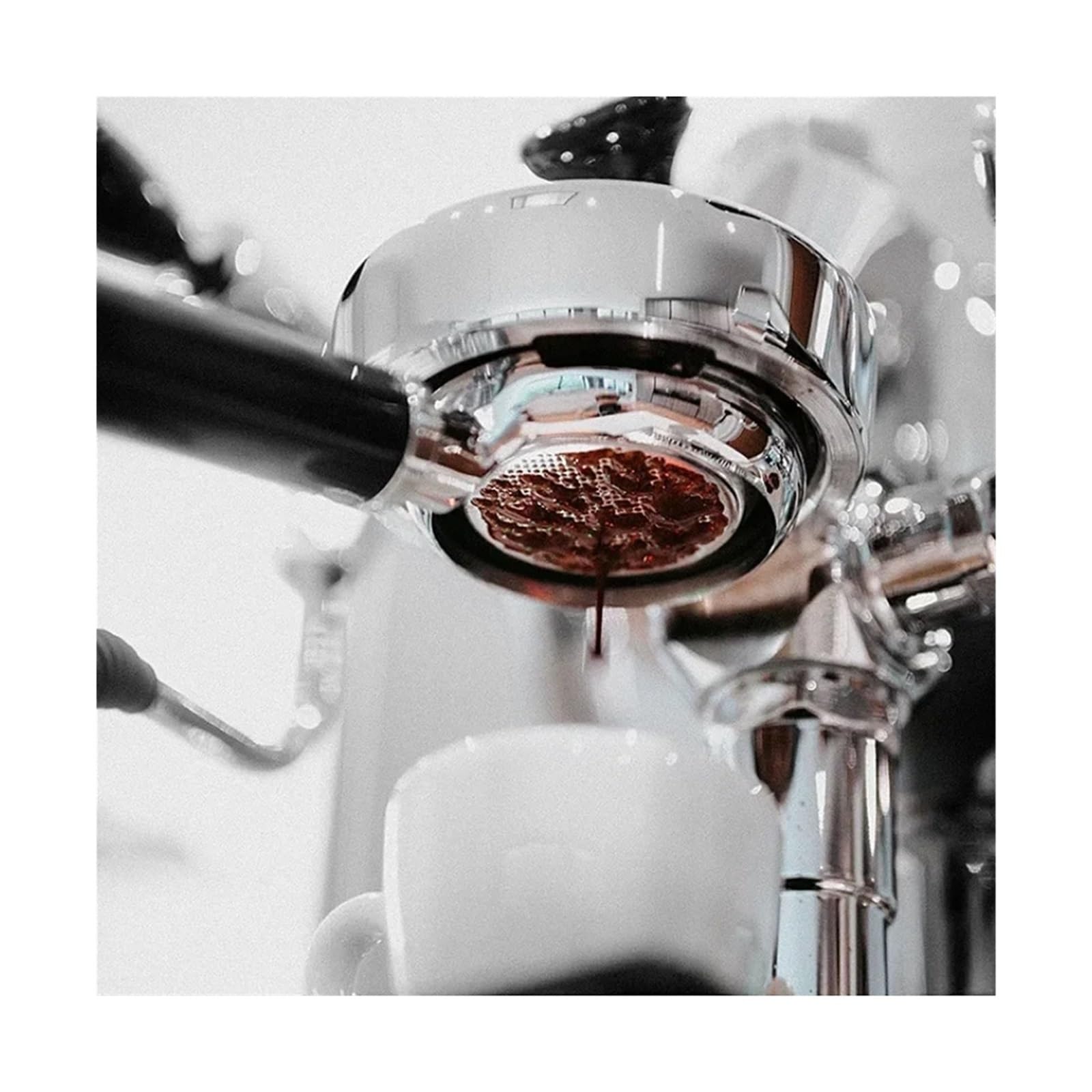 Filtro de 58mm for cafetera, portafiltro sin fondo, mango madera maciza for el hogar, herramienta Universal Barista(58mm-A)