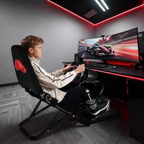 Vista 5 de RACGTING Racing Simulator Cockpit for G920 G29 G923, Foldable Racing Simulator for Thrustmaster T248X T248 T300 T150 458 TX Xbox PS5 PS4 PC (Black)