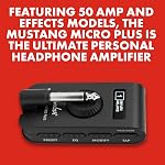 Fender Mustang Micro Plus Headphone Amplifier with Rechargeable Battery, Bluetooth Audio Streaming and 50 Amp and Effects Models, with 2-Year Warranty