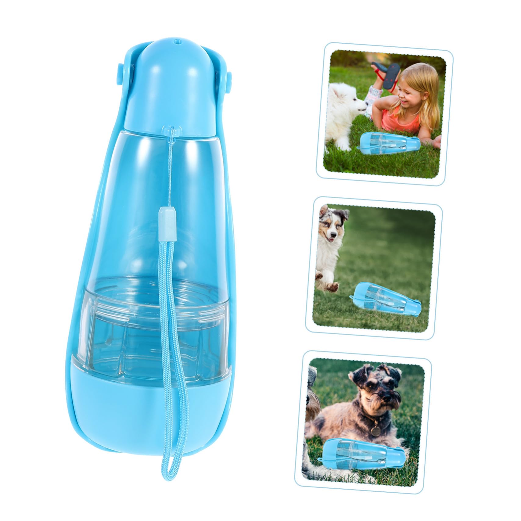 Hundeflasche Tragbar Auslaufsicher 260ml Wasser 200ml Futter Blau