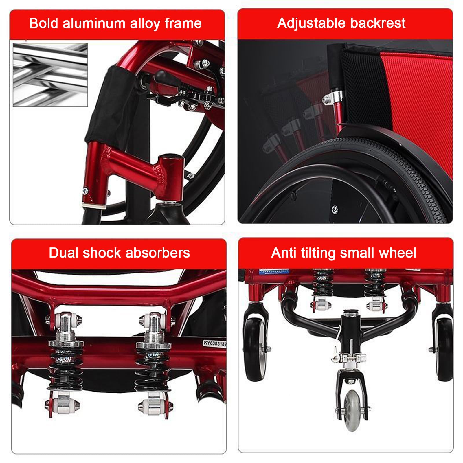 Silla De Ruedas Deportiva Ligera Plegable,Silla De Ruedas De Aleación De Aluminio,reposapiés oscilante, Altura Regulable,sillas De Ruedas Manuales Autopropulsadas(B)