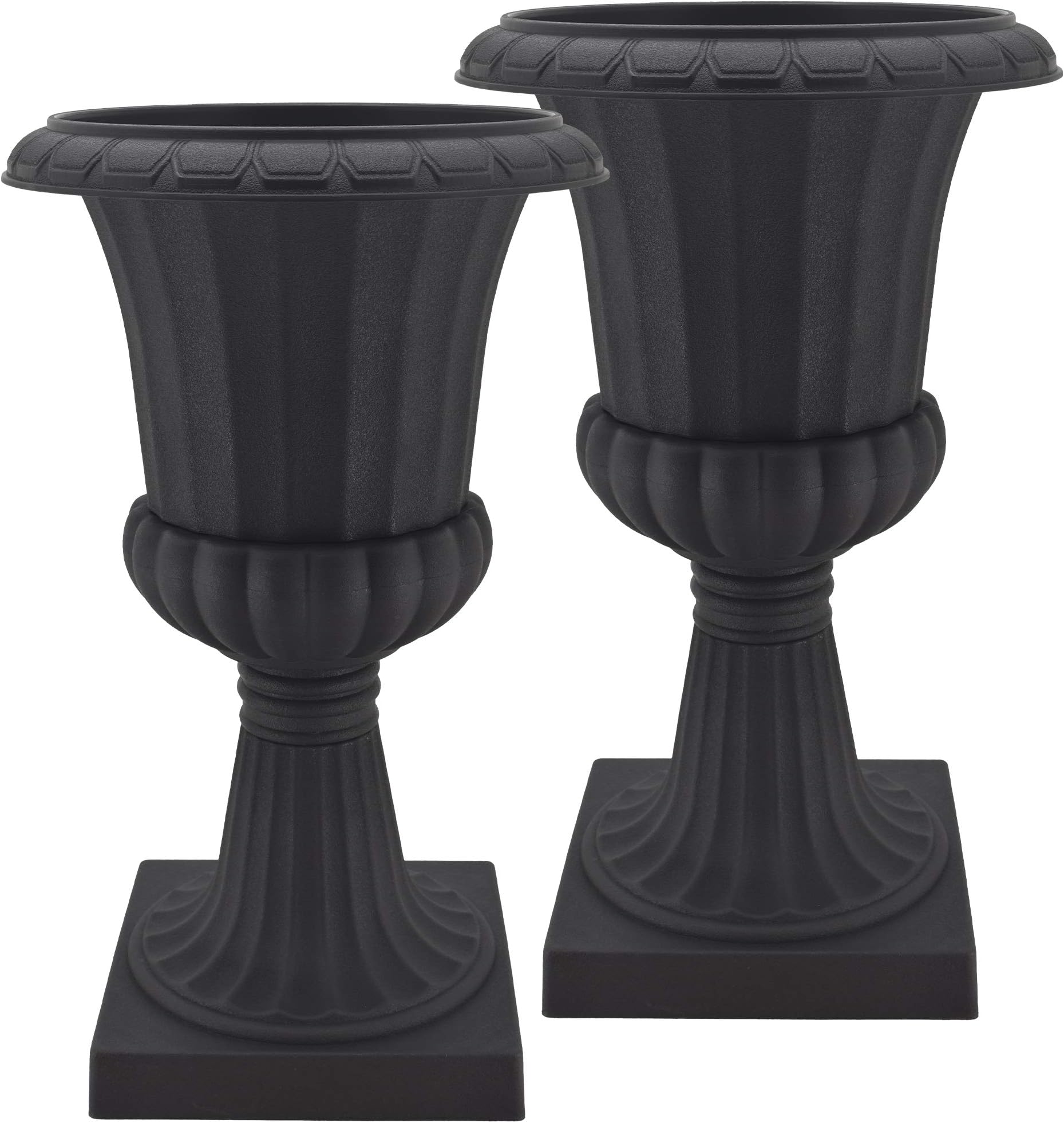 Arcadia Garden Products PL50BK-2 Deluxe Plastic Urn(Pack of 2), Black, 10"x17"