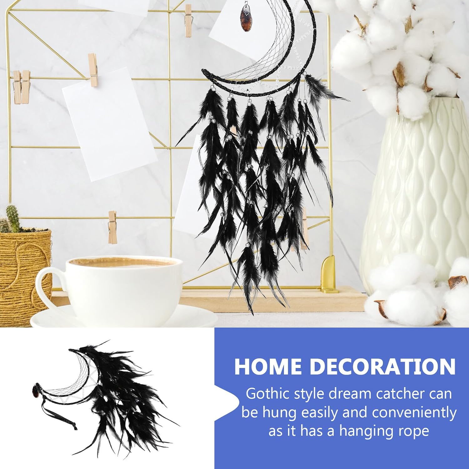 Homoyoyo Plumage Dream Catcher Handmade Halloween Wall Hanging Decor for Adults Bedroom Indoor Room Craft