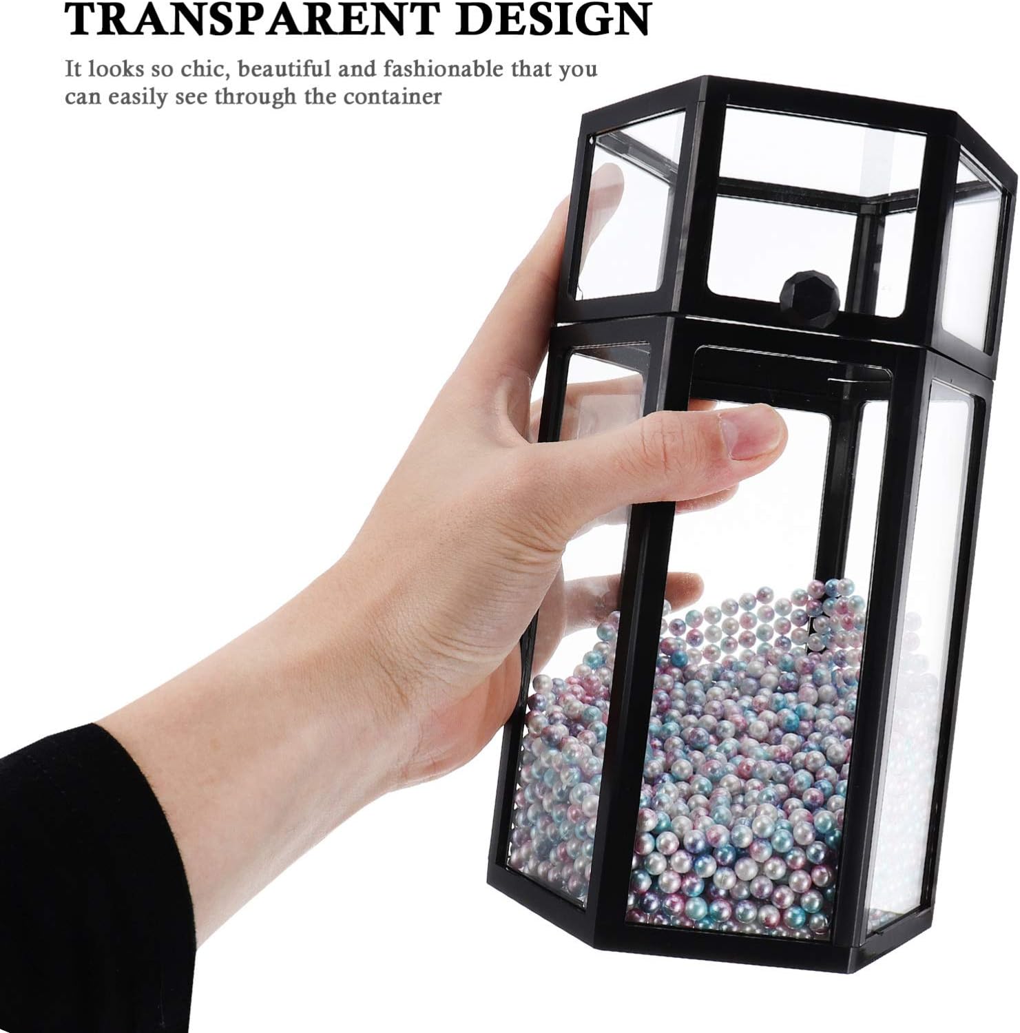 Luxshiny Acrylic Organizers Pencil Holder Makeup Brush Holder Vintage Brush Holder Makeup Brush Storage Box With Lid And Colorful Pearls Makeup Brush Holder Aesthetic