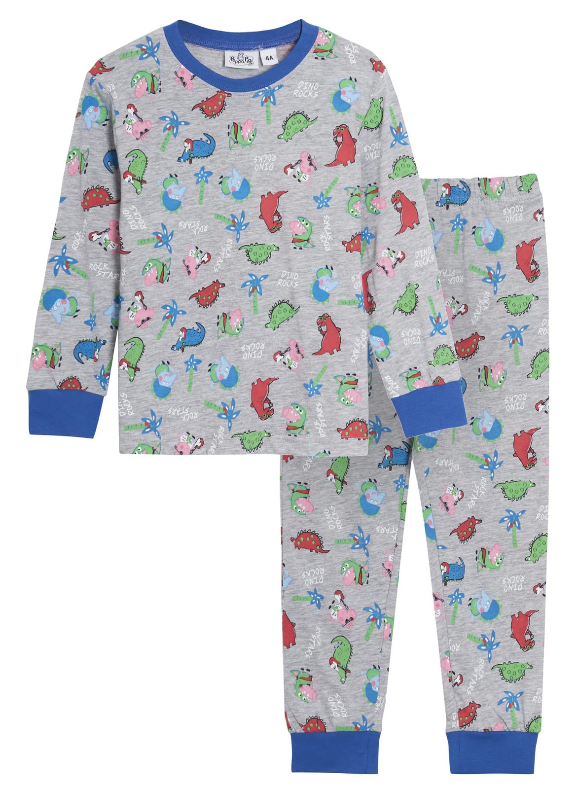 Peppa Pig Boys Grey George Pig Pyjamas For Dinosaur Pjs Dino Full Length Nightwear Set 3 Years