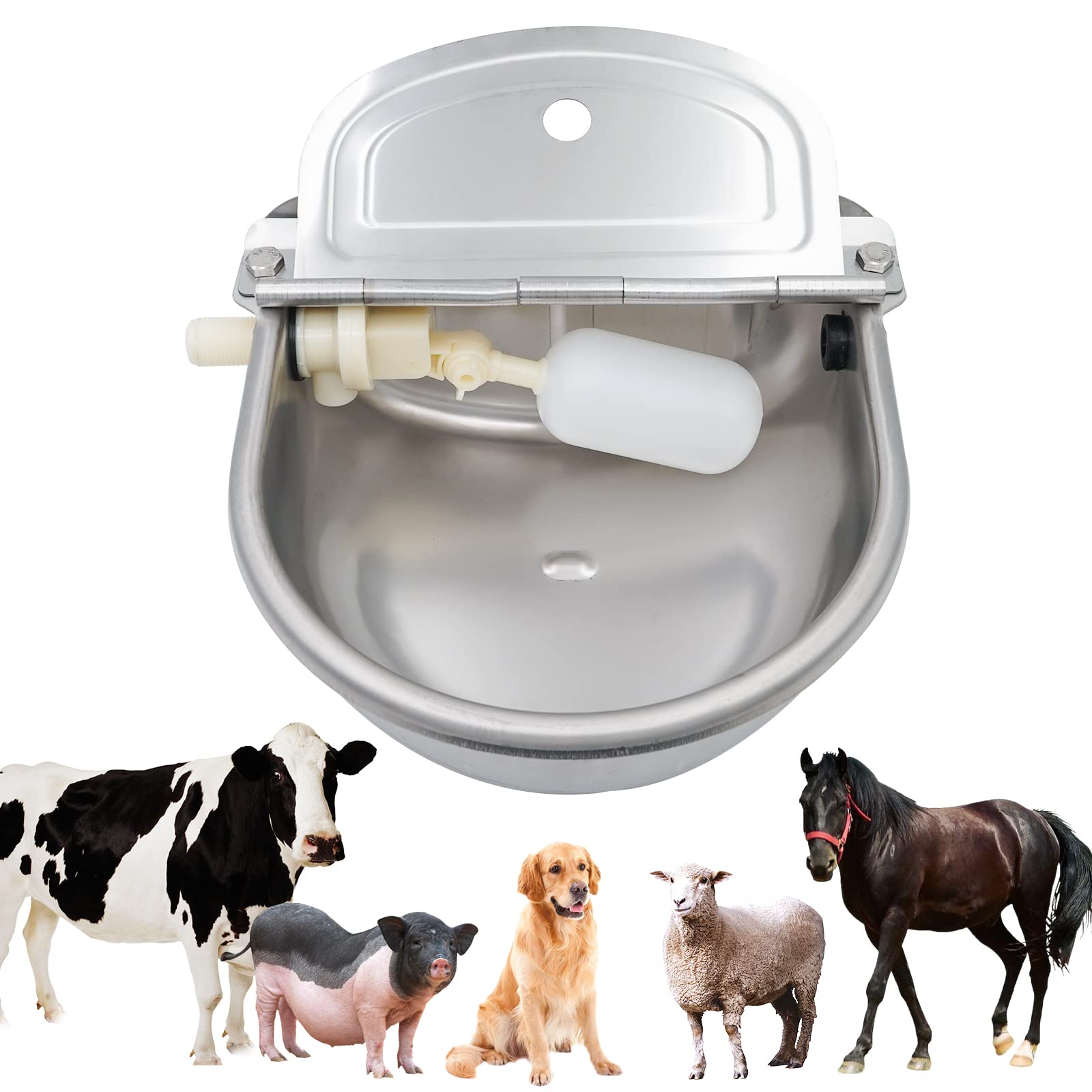 Abreuvoir Automatique pour Chevaux, Abreuvoir pour Bétail en Acier Inoxydable, Abreuvoir pour Vache avec 2 Flotteurs pour Chevaux, Bovins, Moutons, Cochons, Alpagas et Chiens