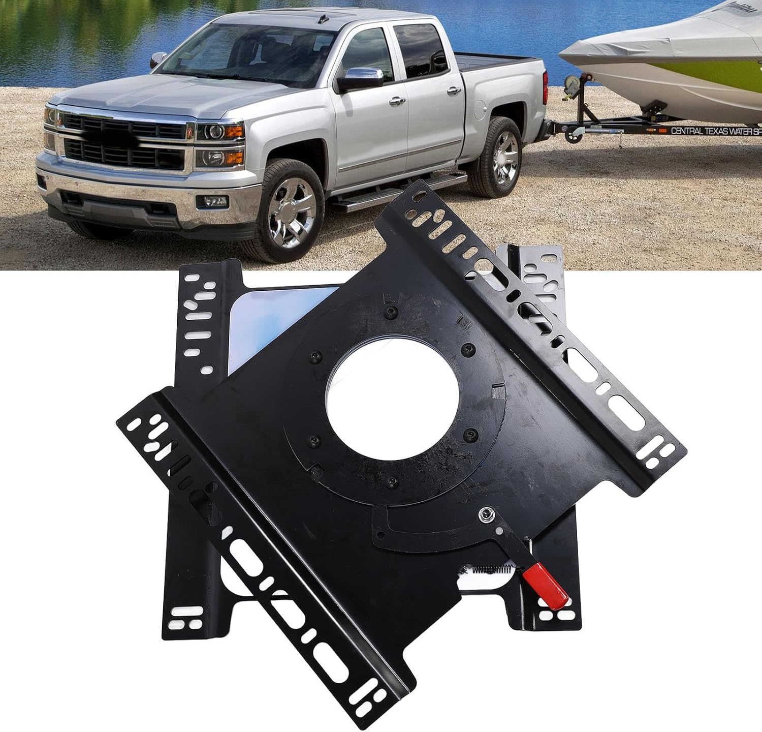 Car Seat Swivel Mount Plate, Heavy Duty 360° Rotatable Seat Swivel Base, Carbon Steel Passenger Seat Turntable with 4 Swivel Slots for Sprinter Transit T5 T6 Van Seat