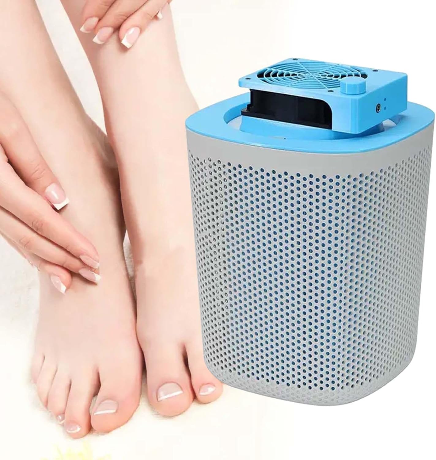 Nail Dust Collector,40W Foot Vacuum Fan Dust Collector, 3-Speed Smart Control,Manicure Tools, Suitable for Nail Studios (Blue)